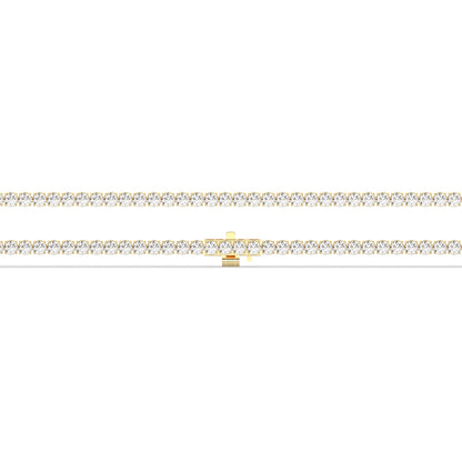 Wiebke round lab-grown diamond tennis bracelet in 14K (585) yellow gold, laid flat, full length 