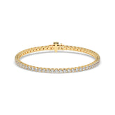Wiebke round lab-grown diamond tennis bracelet in 14K (585) yellow gold, front view 