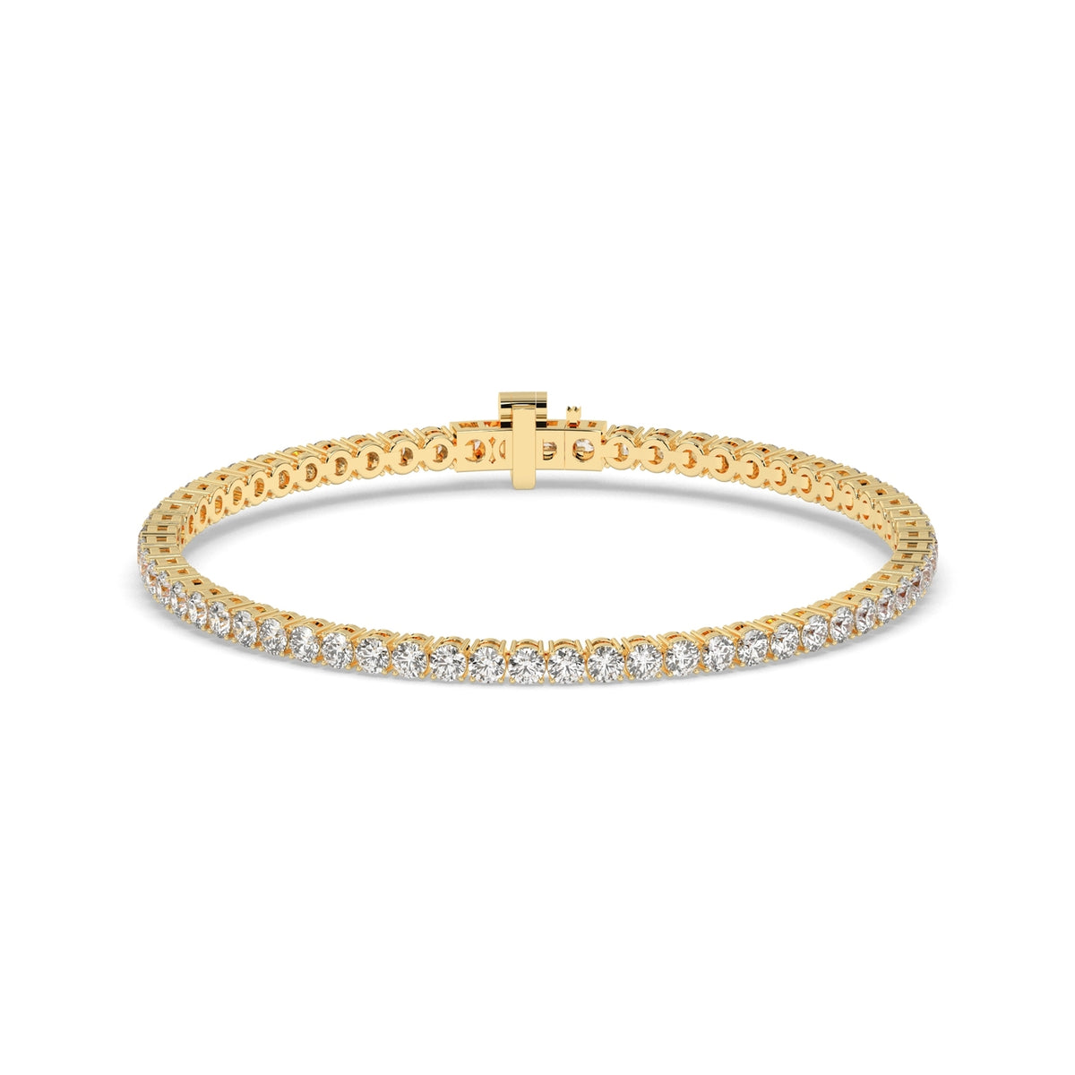 Wiebke round lab-grown diamond tennis bracelet in 14K (585) yellow gold, front view 