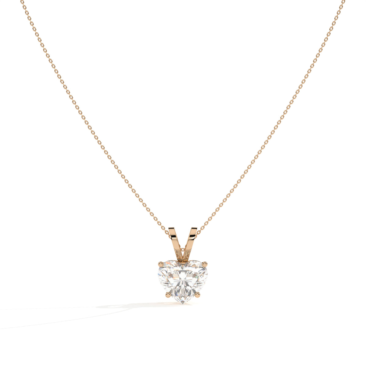 Yara Solitär-Halskette mit herzförmigem Labordiamanten aus 585 Roségold, Vorderansicht 