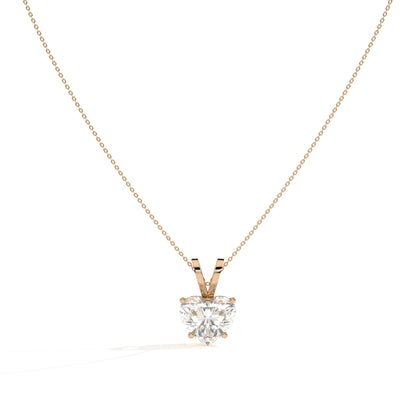 Yara Solitär-Halskette mit herzförmigem Labordiamanten aus 585 Roségold, Vorderansicht 