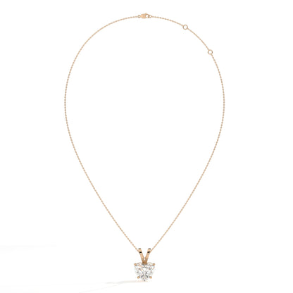 Yara Solitär-Halskette mit herzförmigem Labordiamanten aus 585 Roségold, Ansicht der ganzen Kette 