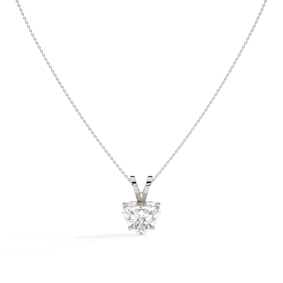 Yara Solitär-Halskette mit herzförmigem Labordiamanten aus 585 Weißgold, Vorderansicht 