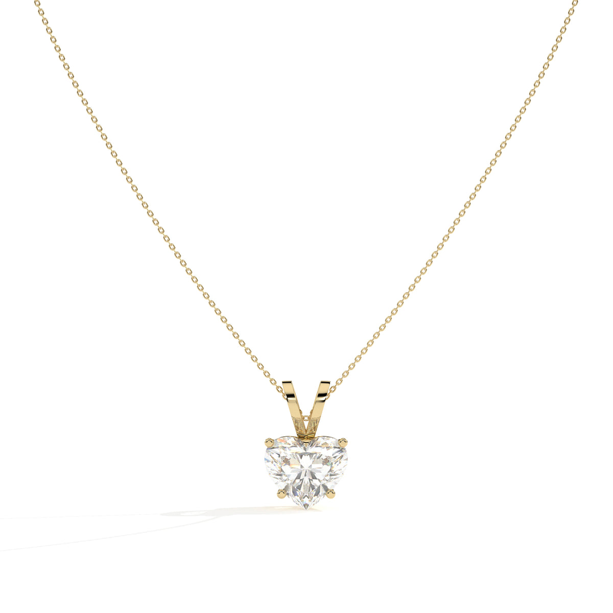 Yara Solitär-Halskette mit herzförmigem Labordiamanten aus 585 Gelbgold, Vorderansicht 