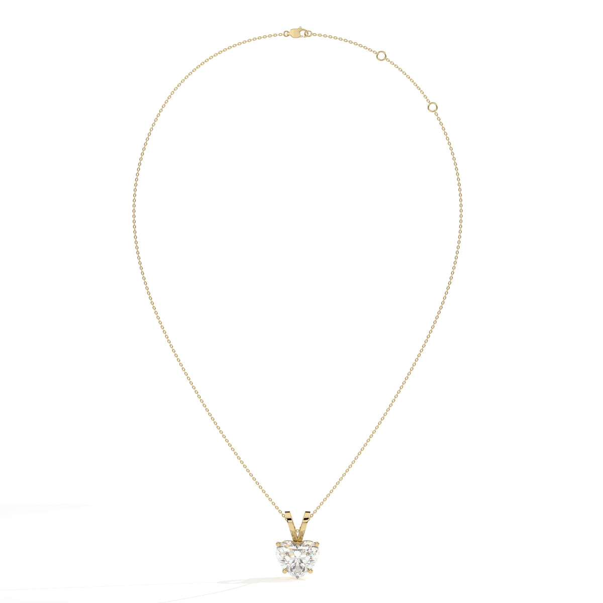 Yara Solitär-Halskette mit herzförmigem Labordiamanten aus 585 Gelbgold, Ansicht der ganzen Kette 