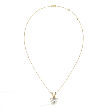 Yara Solitär-Halskette mit herzförmigem Labordiamanten aus 585 Gelbgold, Ansicht der ganzen Kette 