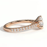 Round lab-grown diamond halo engagement ring in 14K (585) rose gold, detail view 