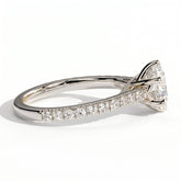 Round lab-grown diamond halo engagement ring in 18K (750) white gold, detail view 